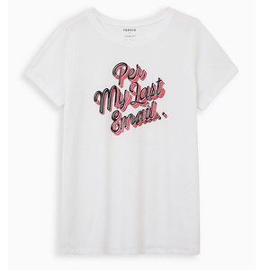 Torrid 5X 28 Everyday White Tee Signature Jersey T-Shirt "Per My Last Email"